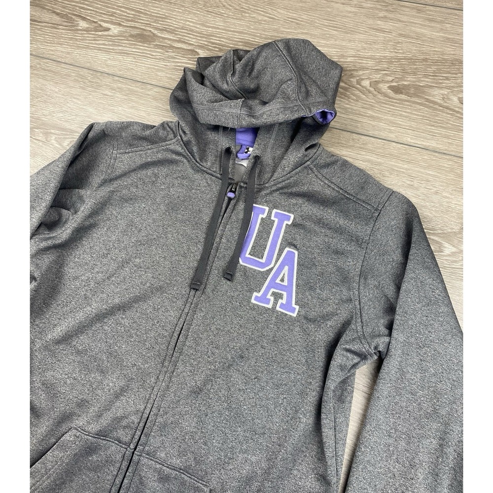 Under Armour Women's UA Full Zip Hooded Sweatshirt Grey Purple Size Large